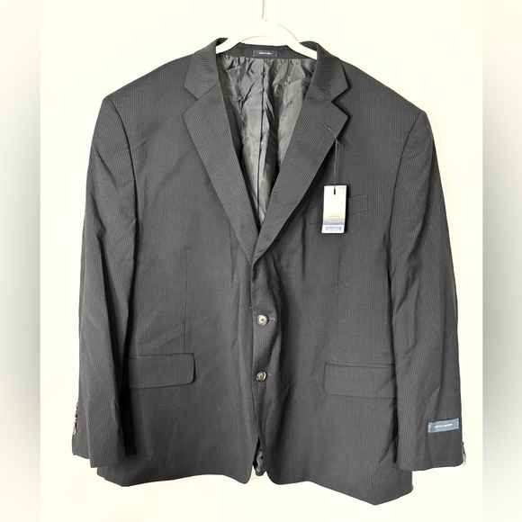 Stafford Men's Big & Tall Stretch Navy Pinstripe Sport Coat Blazer 54 BG S NWT